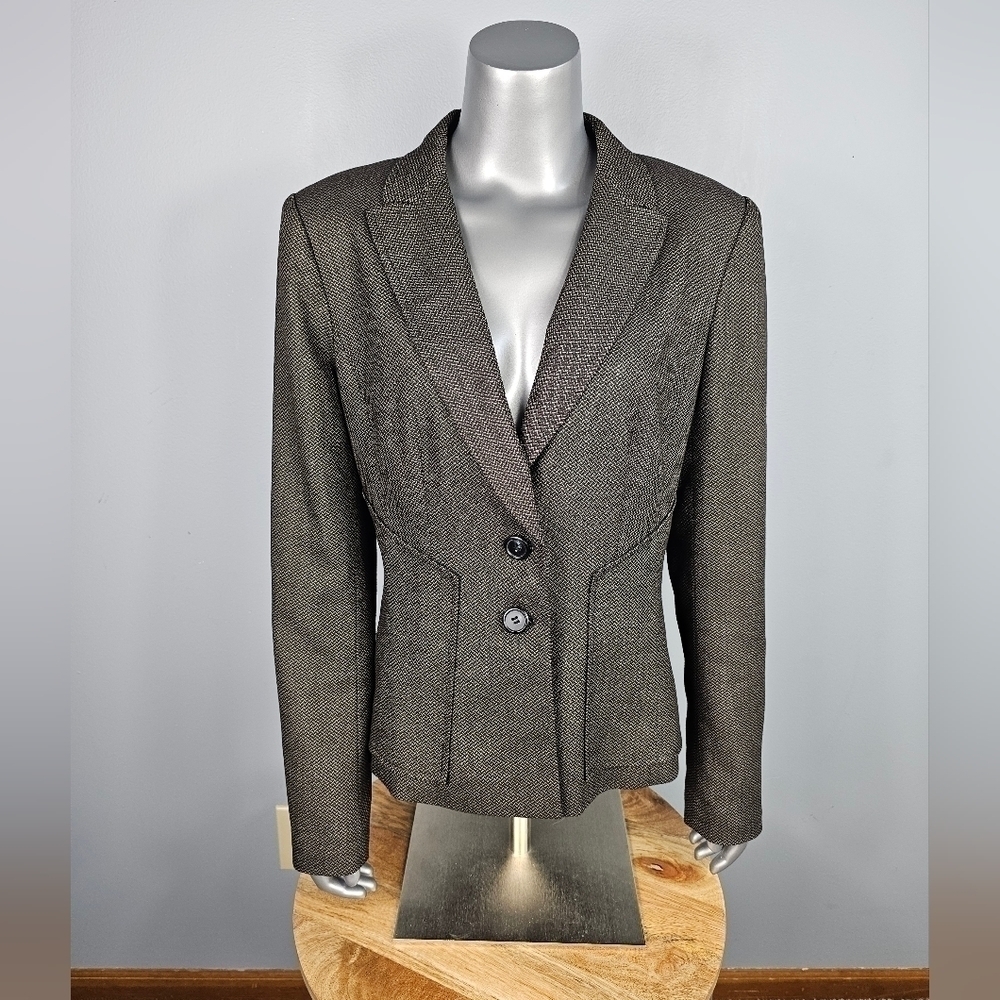 Halogen Brown and Black Print Double Button Blazer. Size: 10